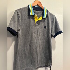 Express Gray Polo with Vibrant Collar casual bright collar size medium fitted